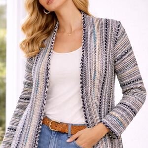 Lucky Brand NWOT Striped Multicolor Women's Sweater Cardigan Western Boho Knit M